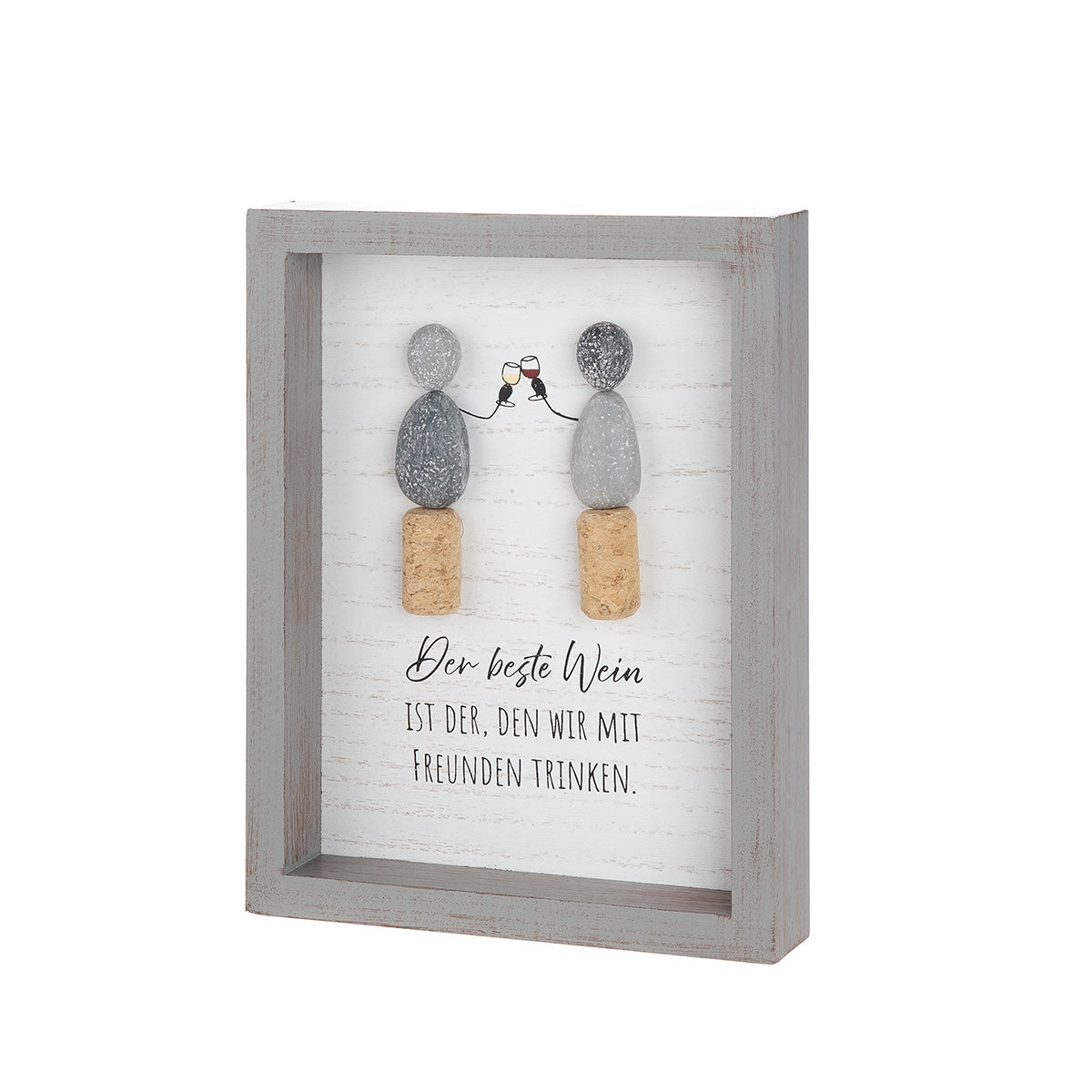 Steinbild 2er Set Weinfreunde Wanddeko modern Spruch Wein