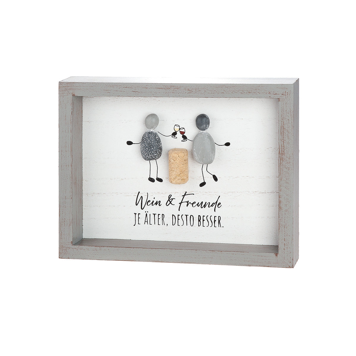 Steinbild 2er Set Weinfreunde Wanddeko modern Spruch Wein
