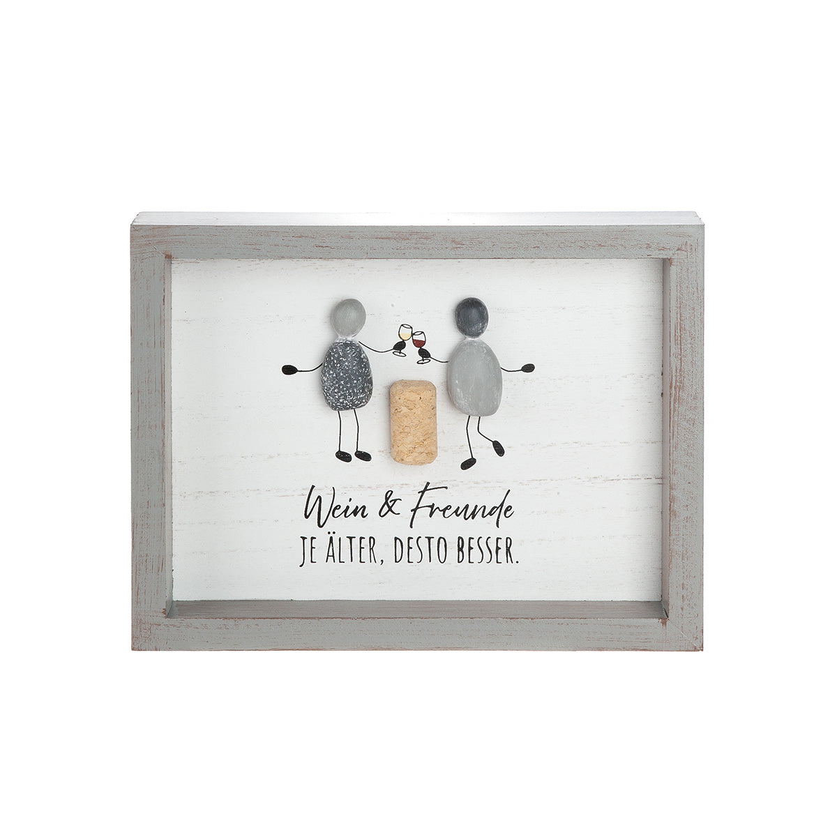 Steinbild 2er Set Weinfreunde Wanddeko modern Spruch Wein