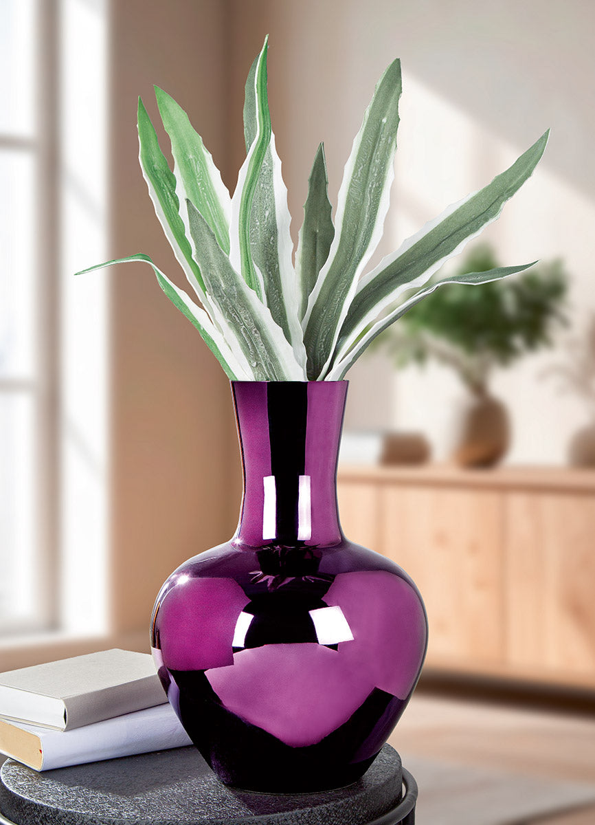 Vase Lumina Bauchig Lila Metall 39 cm