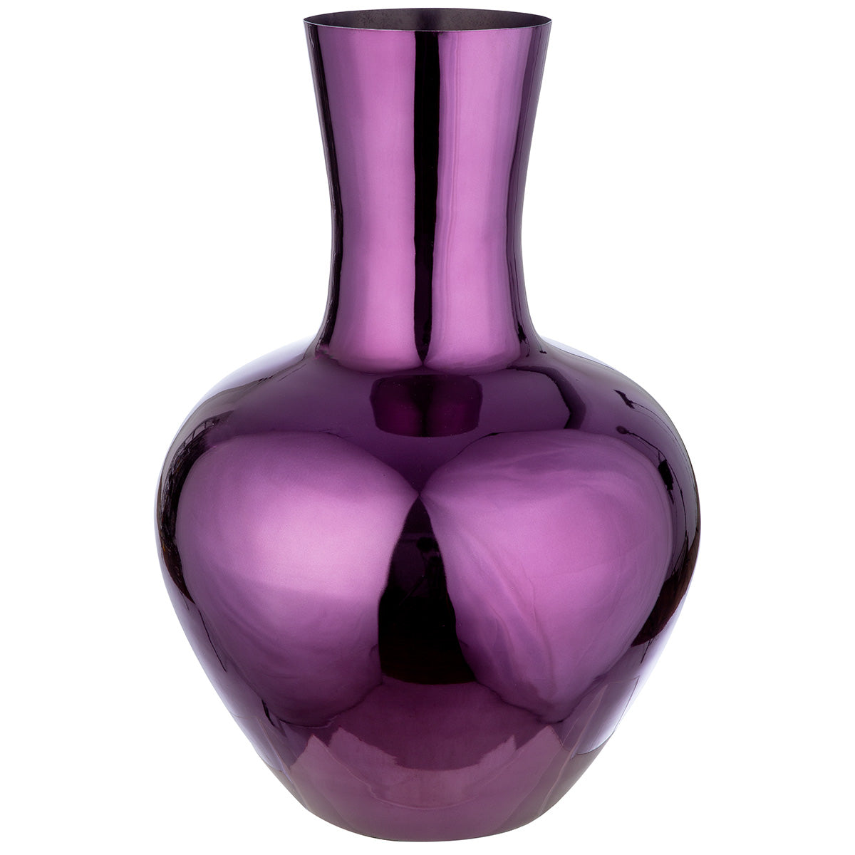 Vase Lumina Bauchig Lila Metall 39 cm