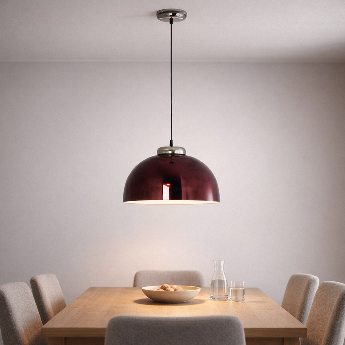 Hängeleuchte Lumina Rund Rot Metall 45 cm