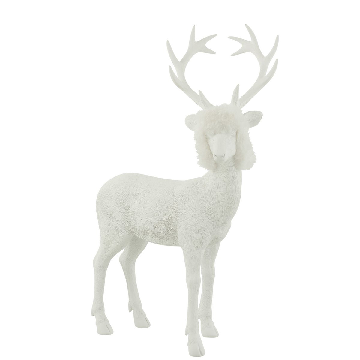 Rentier Dekofigur Polyresin Weiß Groß 52cm