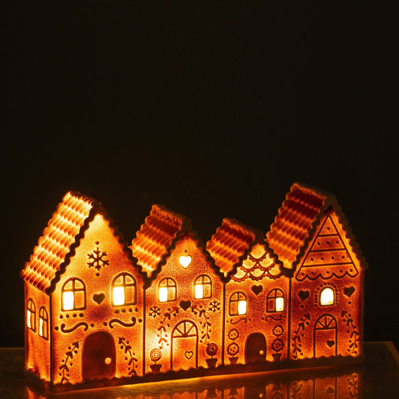 Beleuchtetes Lebkuchenhaus aus Poly - Zauberhafte Weihnachtsdekoration Weihnachtshaus
