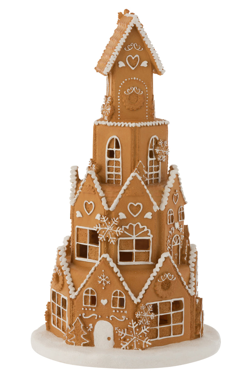 Märchenhaftes Lebkuchenhaus Turm mit LED-Beleuchtung - Ein festlicher Blickfang in detailverliebter Ausführung