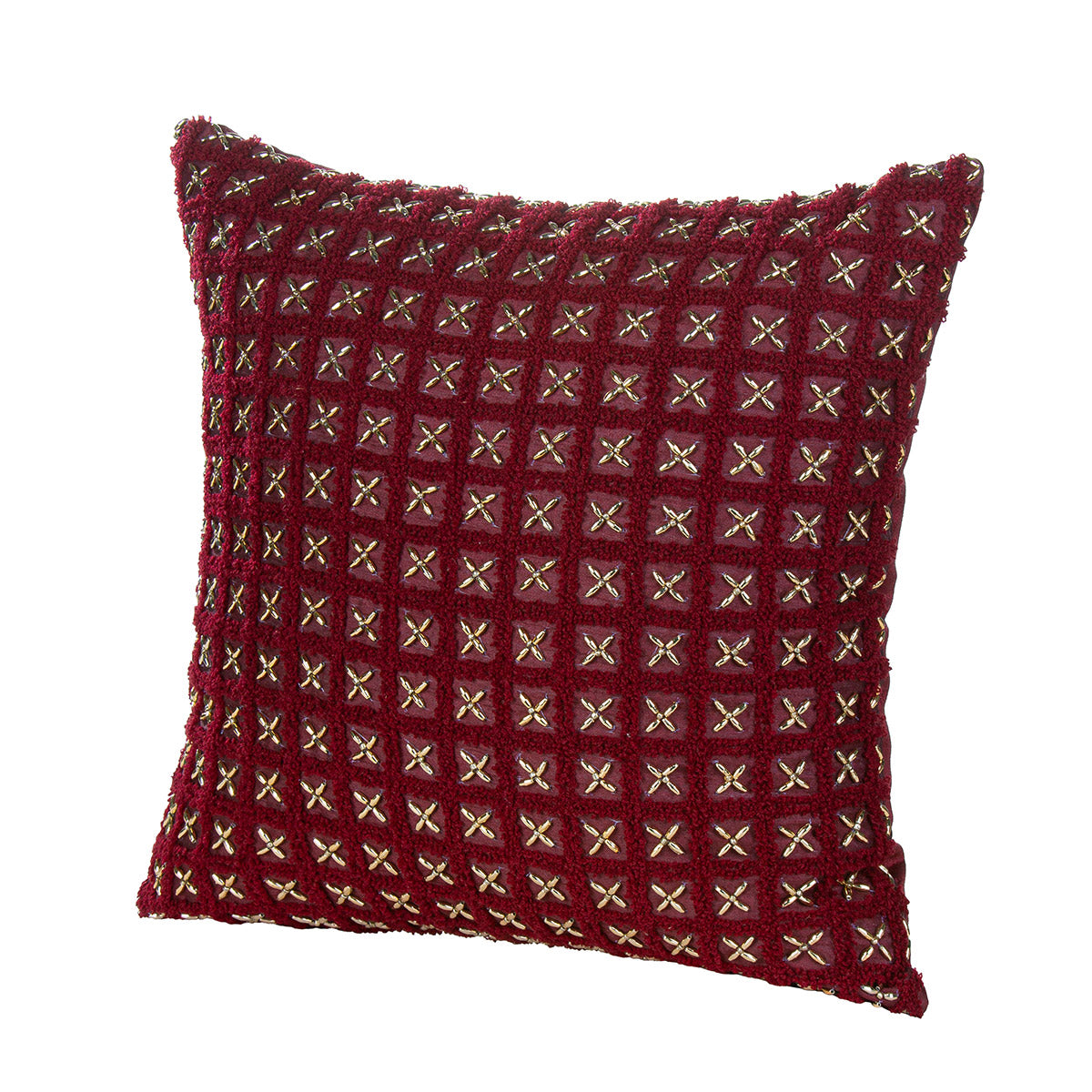 Dekokissen Golden Cross dunkelrot gold 40 x 40 cm 2er Set