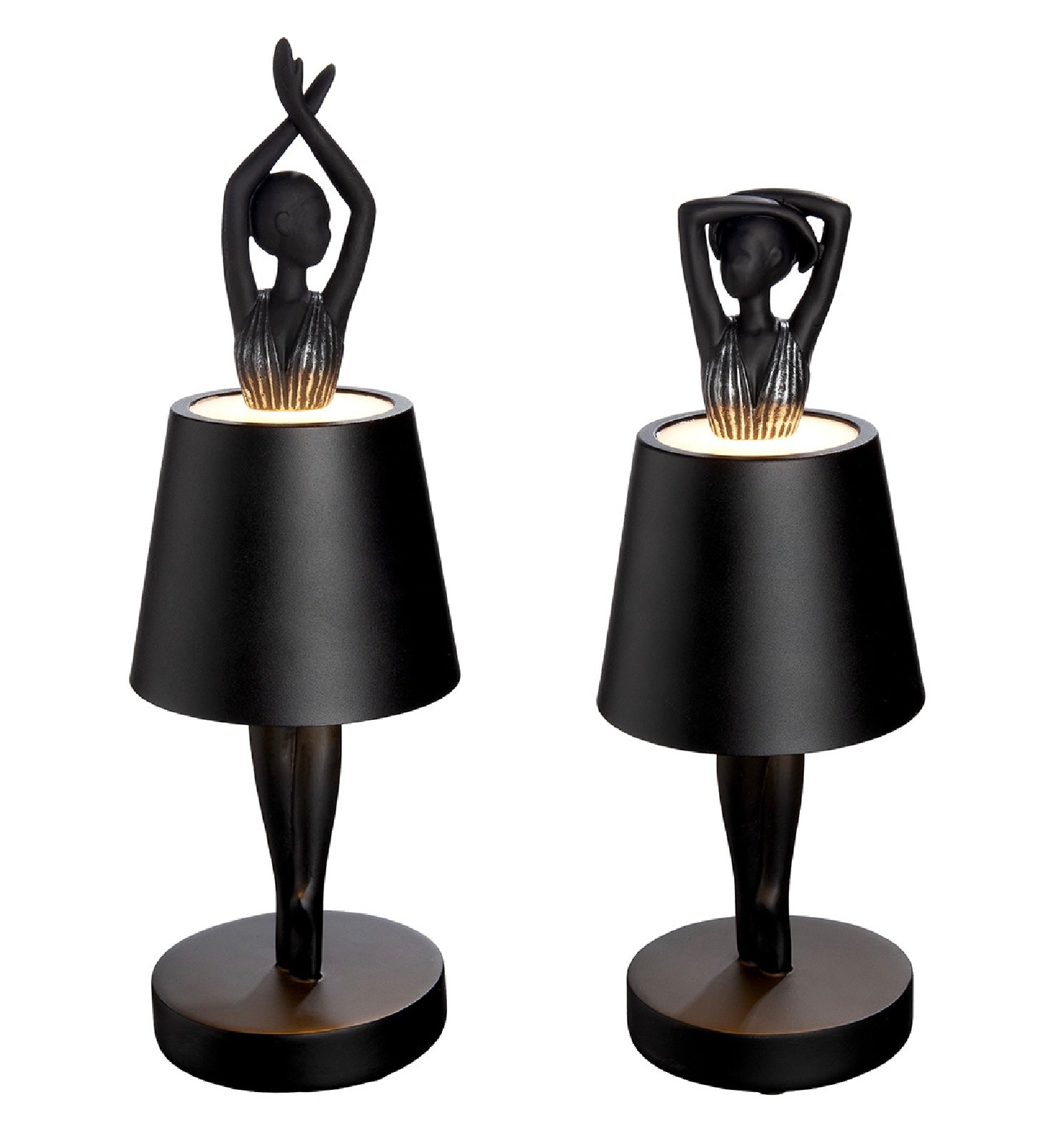 Tischleuchte Ballerina Odette LED Schwarz 2er Set