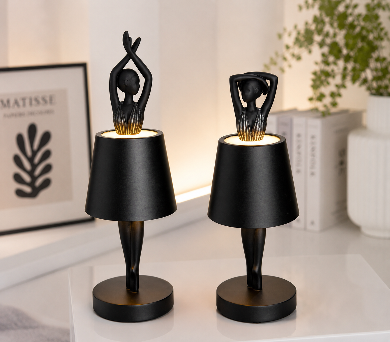 Tischleuchte Ballerina Odette LED Schwarz 2er Set