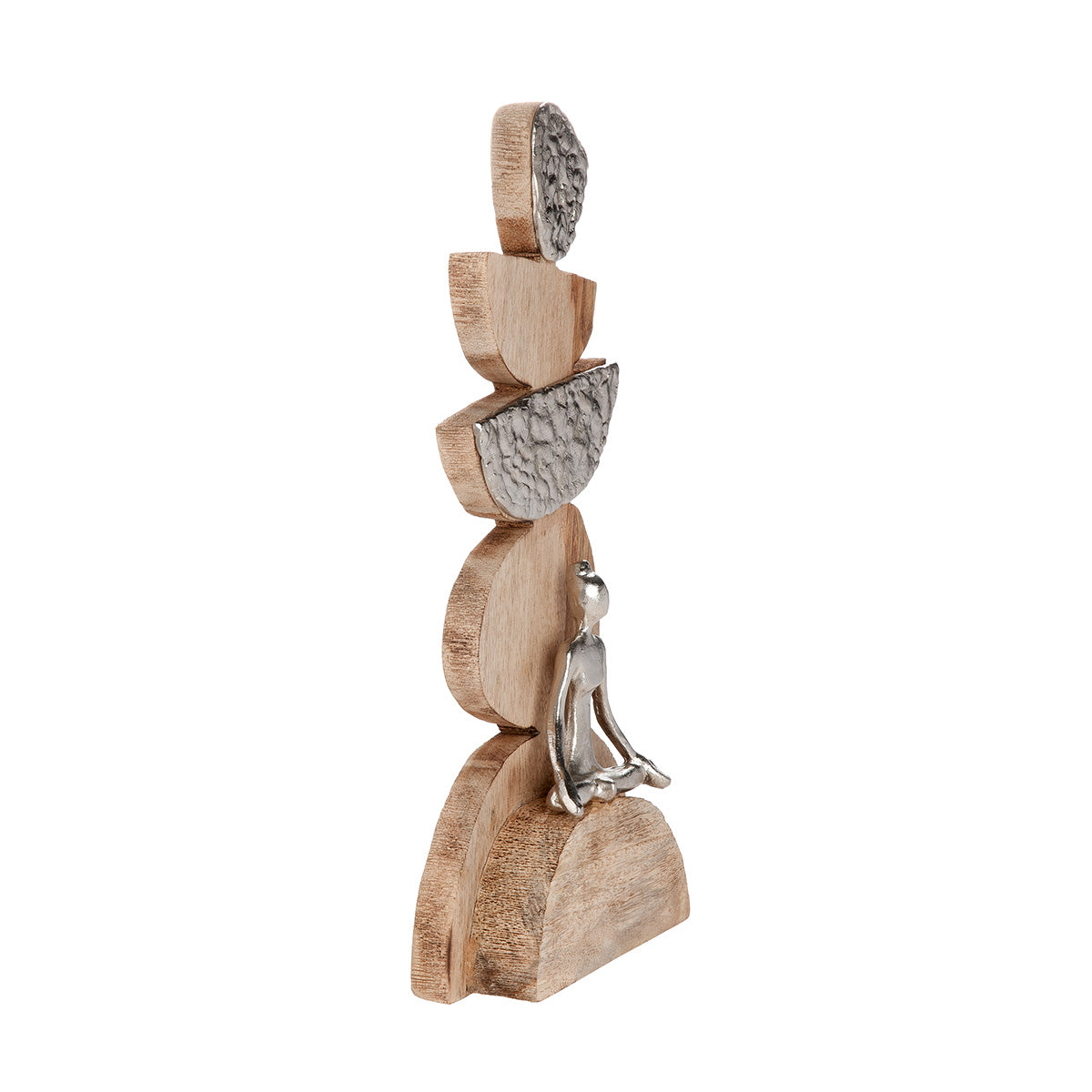 Skulptur Achtsamkeit Steindaube Balancefigur Holz Metall