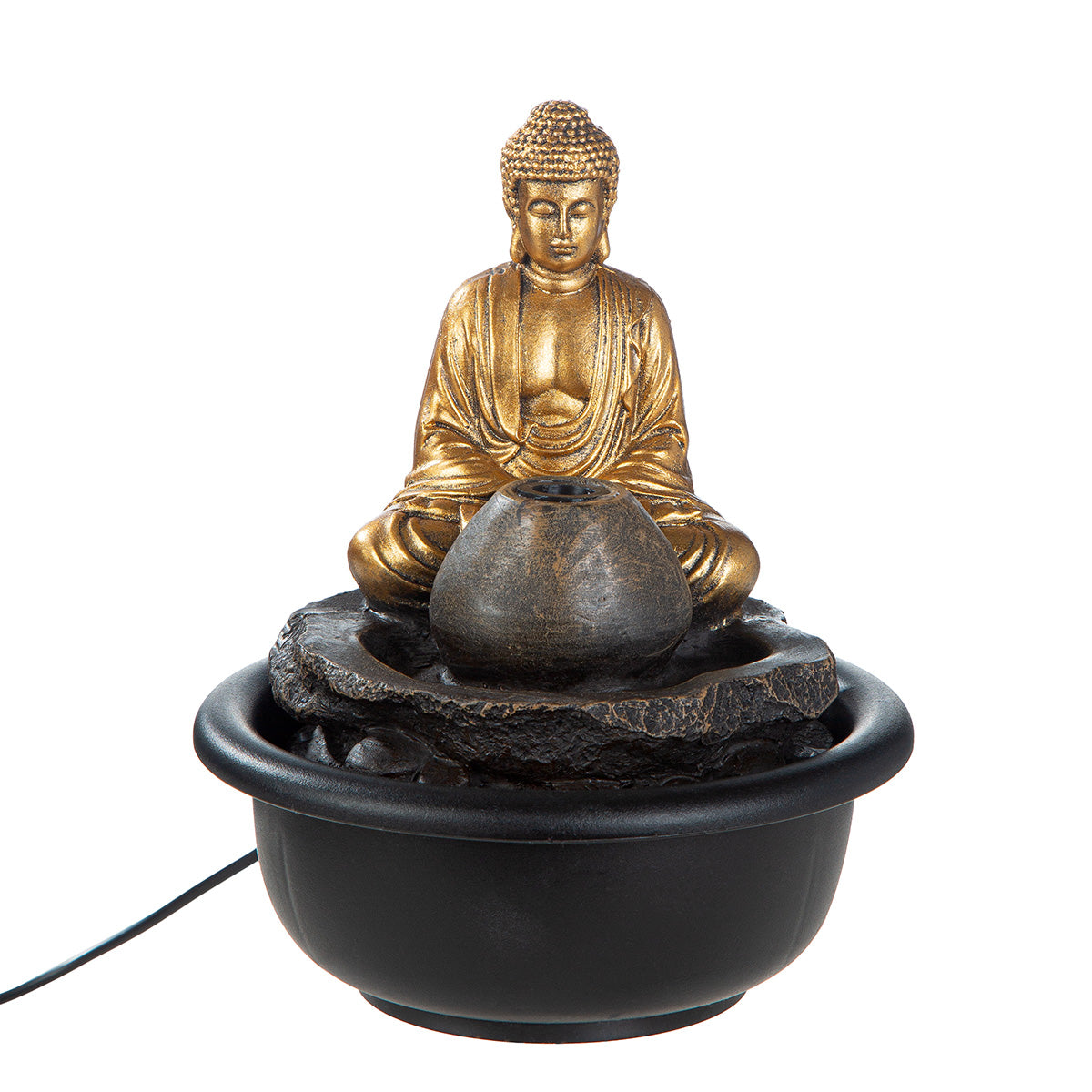 Tischbrunnen Samadhi Buddha Gold Ruhequelle Zenbrunnen