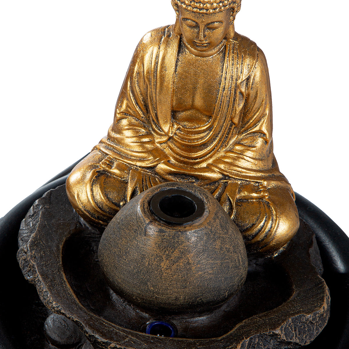 Tischbrunnen Samadhi Buddha Gold Ruhequelle Zenbrunnen