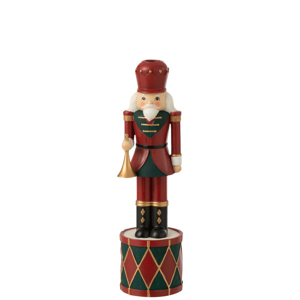Nussknacker Kerzenhalter in Rot und Grün – 32,5 cm Weihnachtsdeko