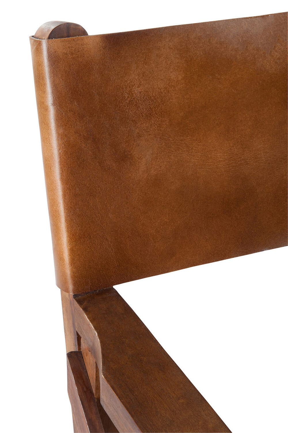 Director's chair folding chair - A combination of precious wood and luxury leather in cognac