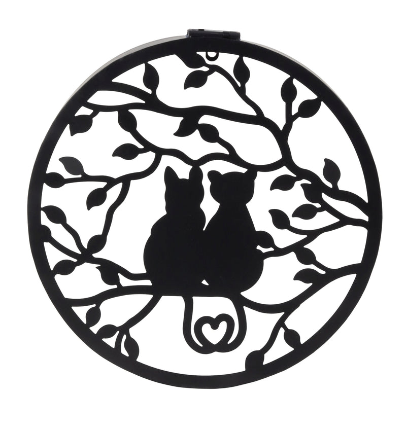 Metal wall decoration cats with solar LED – Romantic design for your home