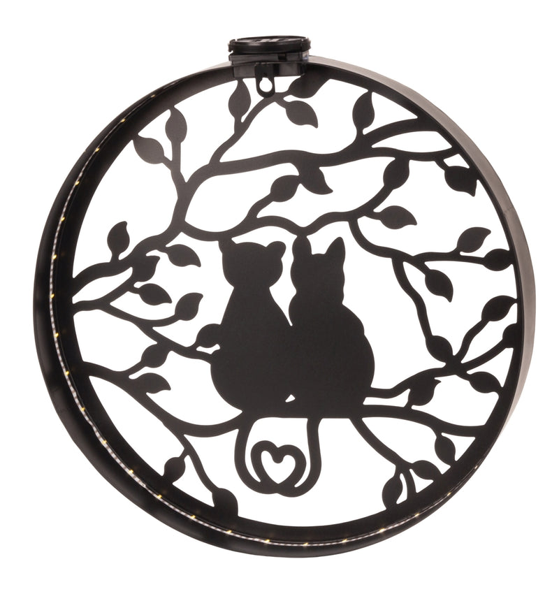 Metal wall decoration cats with solar LED – Romantic design for your home