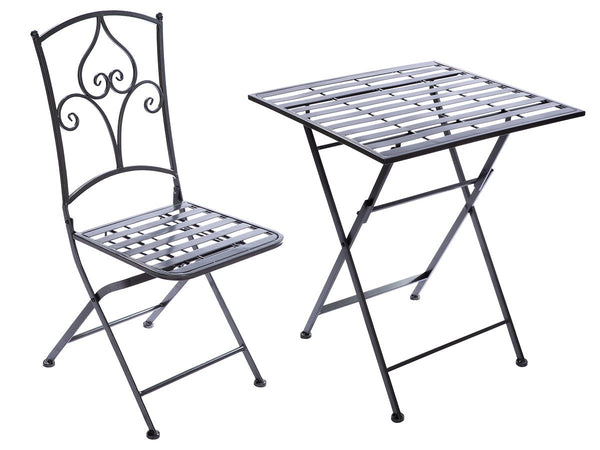 Stripes 3-teiliges Bistroset aus Metall in Grau