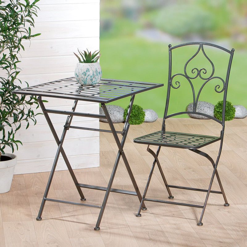 Stripes 3-teiliges Bistroset aus Metall in Grau