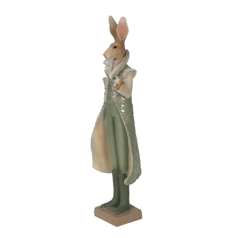 Decorative Statue Rabbit Green, Brown, Beige 11x8x33 cm