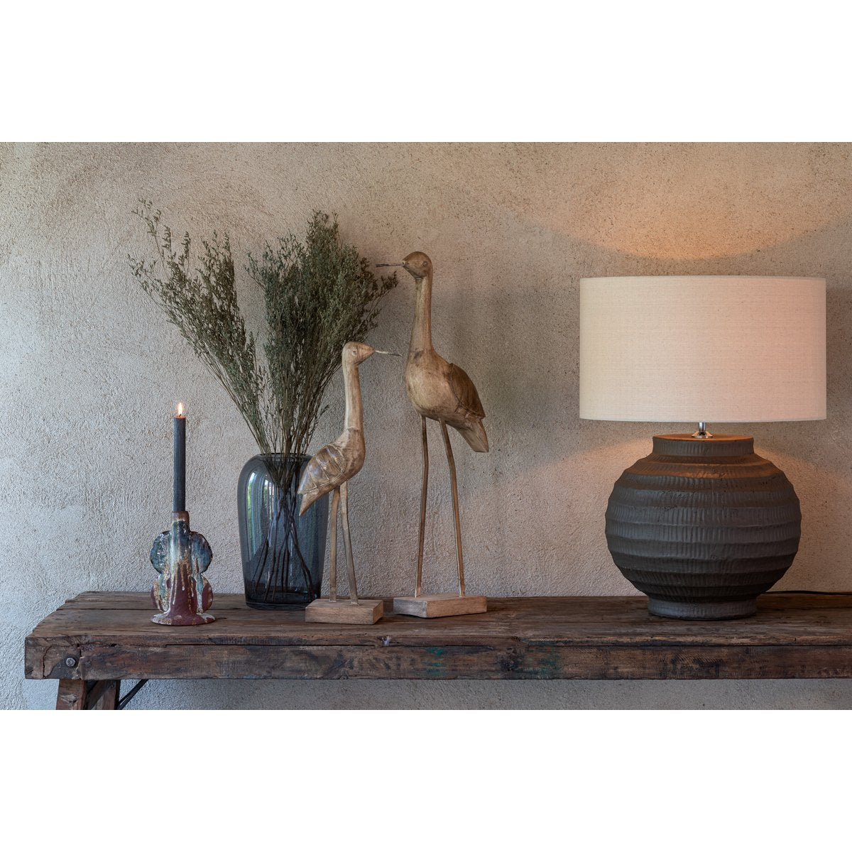 J-Line Dekoration Vogel Mangoholz/Metall Beige/Schwarz Groß