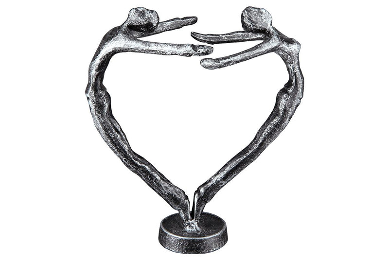 Skulptur DOPPELHERZ Mann und Frau bilden ein Herz Dekoobjekt aus Eisen antik schwarz silberfarben Figur Liebe Verliebte Romantiker
