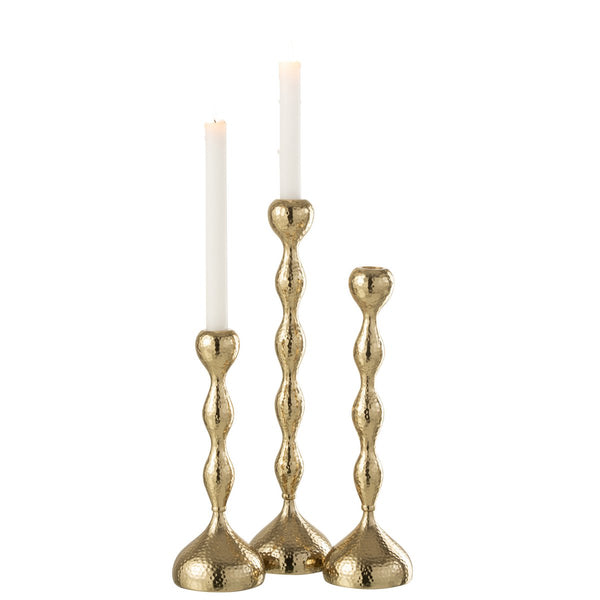3er-Set Kerzenhalter Aurora aus Aluminium in Gold