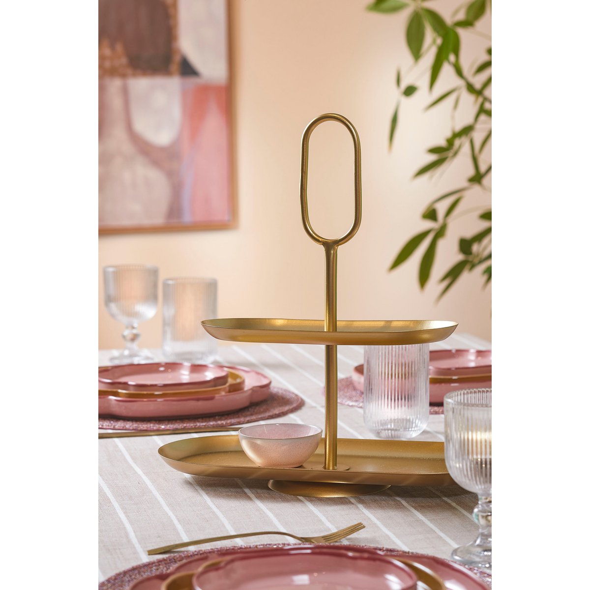 Rama Etagere 2 Ebenen – L38 x B17 x H37 cm – Metall – Gold