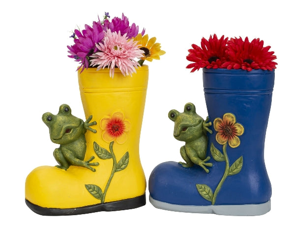 Pflanztopf Gummistiefel mit Frosch 2er Set Magnesia 30 cm
