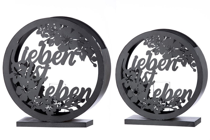 Metall Windlicht Leben - 2er Set