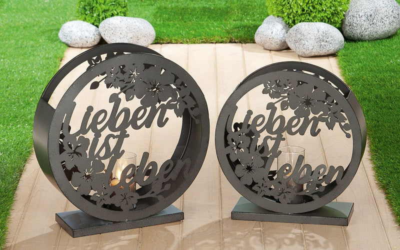 Metall Windlicht Leben - 2er Set