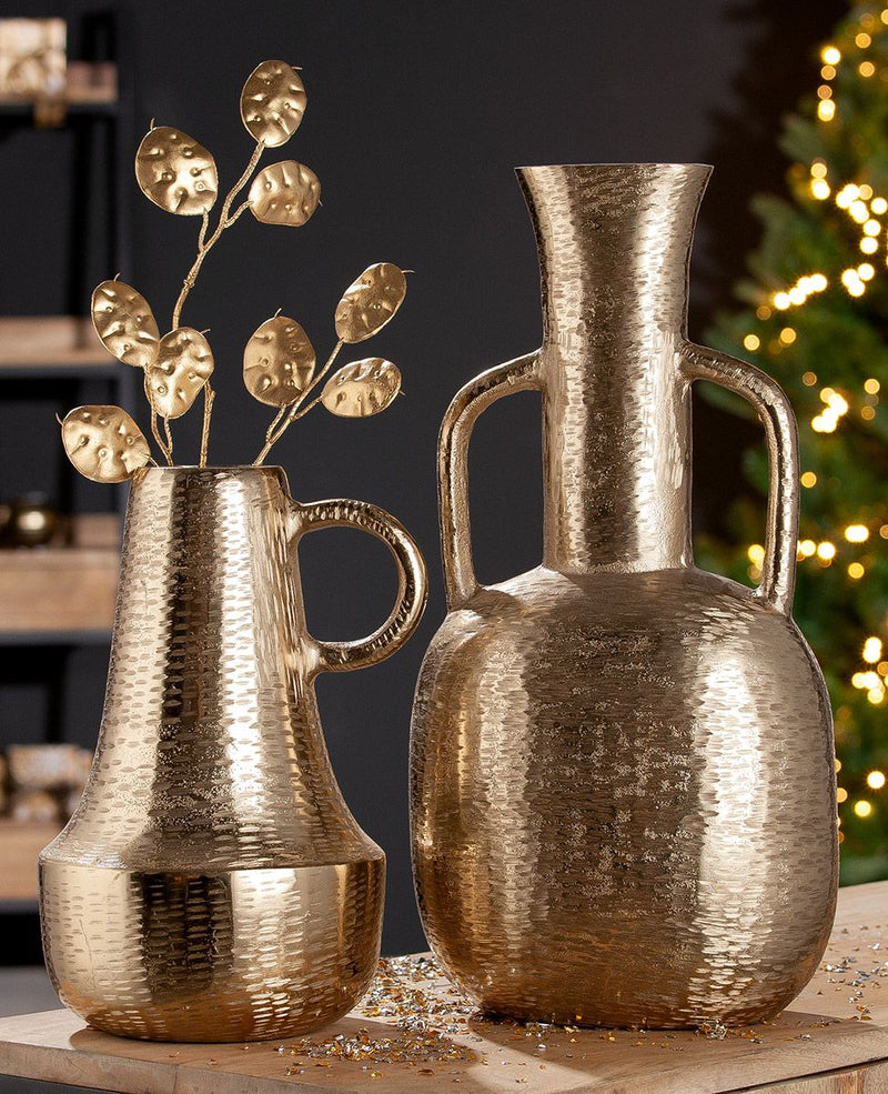 Bulbous Aluminum Vase 'Lola' - Gold Tone with Rough Finish - A luxury accent for your interior design