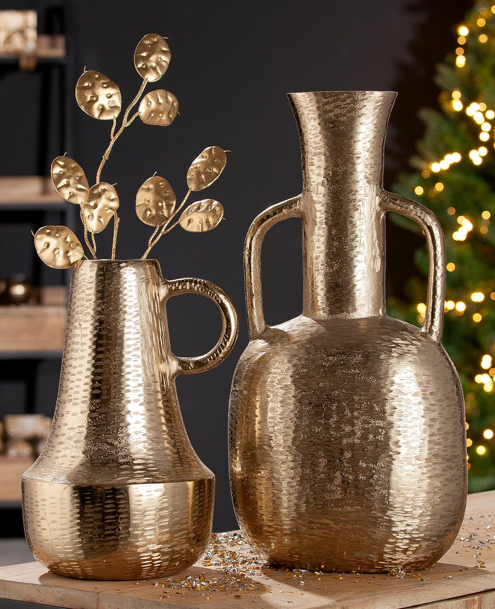 Aluminum vase bulbous "Lola" height 46 cm gold colored