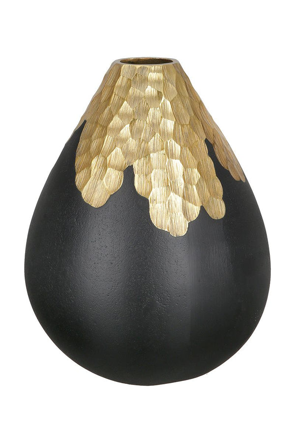 Aluminium Vase 'Favo' - Tropfenform, Schwarz/Goldfarben - Eleganter Akzent für Ihre Inneneinrichtung