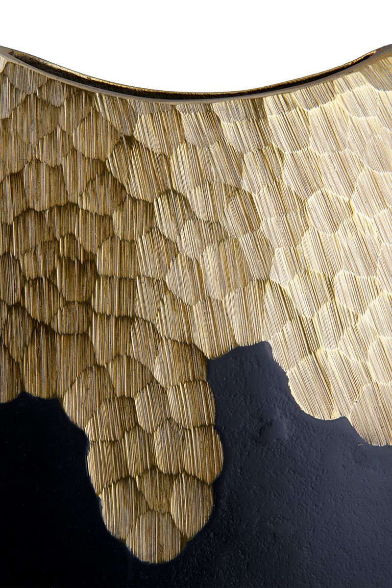 Aluminum vase round "Favo" in black/gold colors - unique design in two sizes