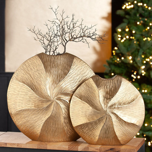 Exquisite Aluminium Vase "Sunny" – Ein goldener Blickfang für anspruchsvolle Interieurs
