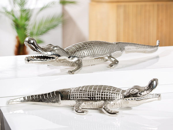 2er Set 'Spike' Aluminium Krokodilfiguren – Elegantes Designobjekt