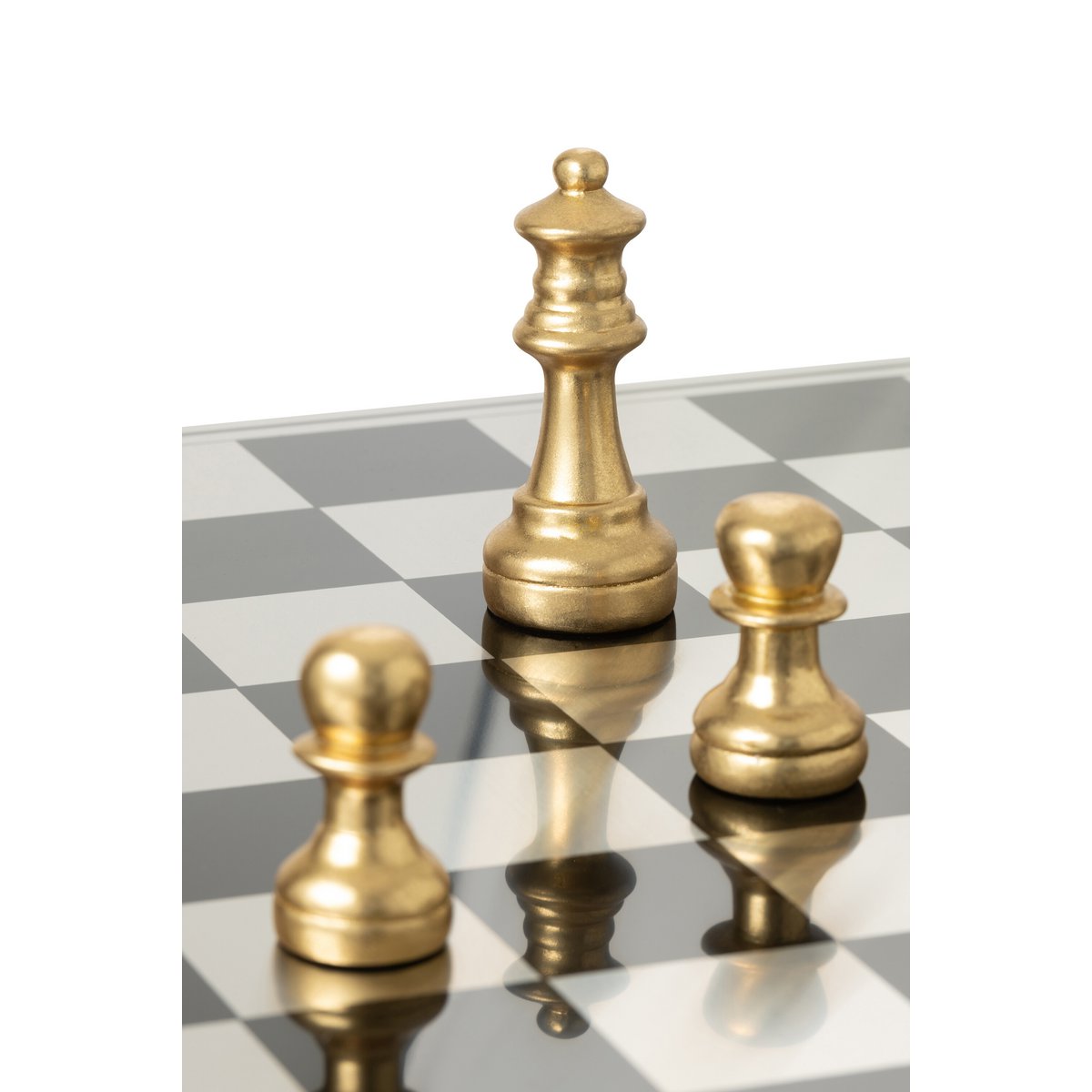 Schachset Polyresin Gold Schwarz Deko Luxus Schachbrett 61cm