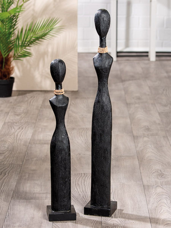 Wooden sculpture "Tall Lady" in black - available individually or in a set of 2