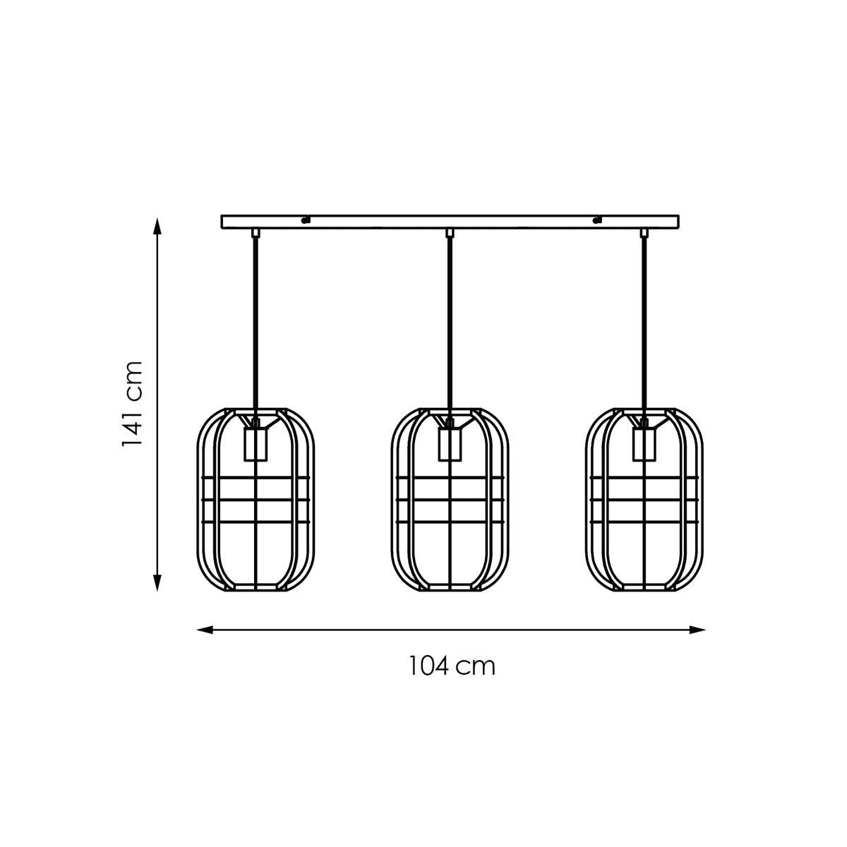 Pendant light Nero 3 - Black - 104x24x141cm