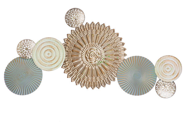Wandrelief Savona in Blau/Creme/Goldfarben