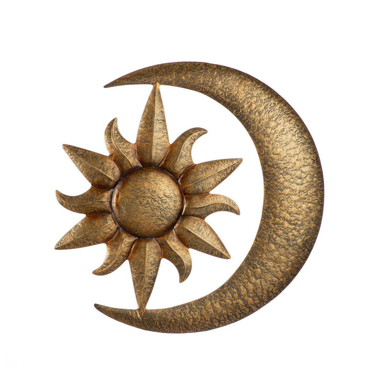 Wandrelief Sonne Mond Sterne bronze Metall Wanddeko