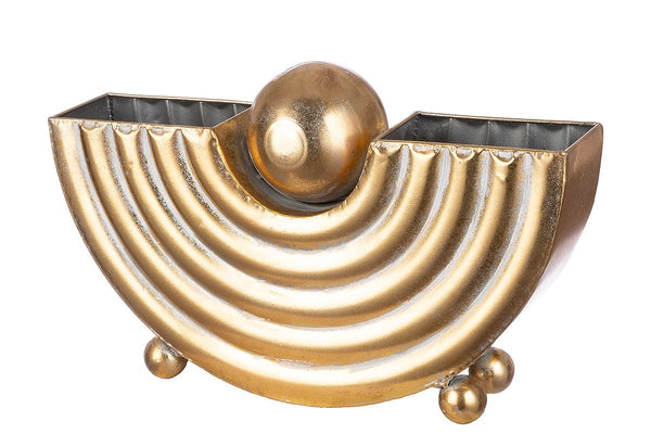 Elegant vase set "Picchu" in gold made of metal