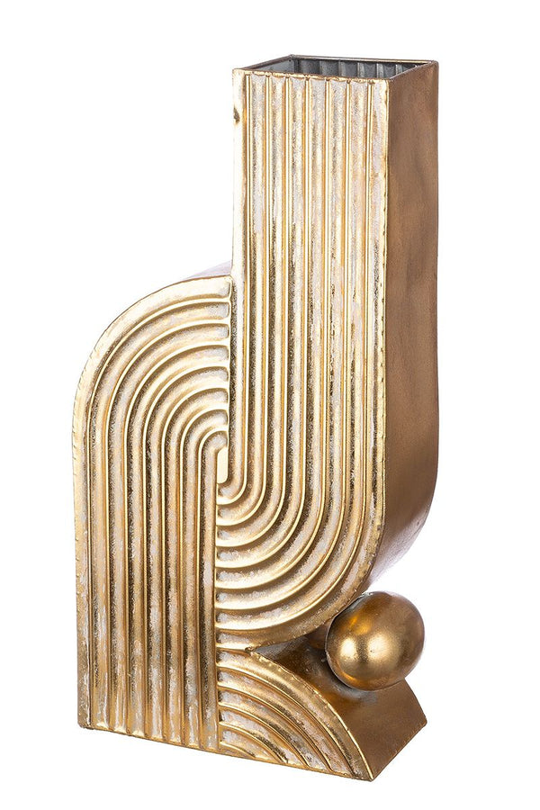 Metallvase "Inka" in Gold mit eleganter Struktur