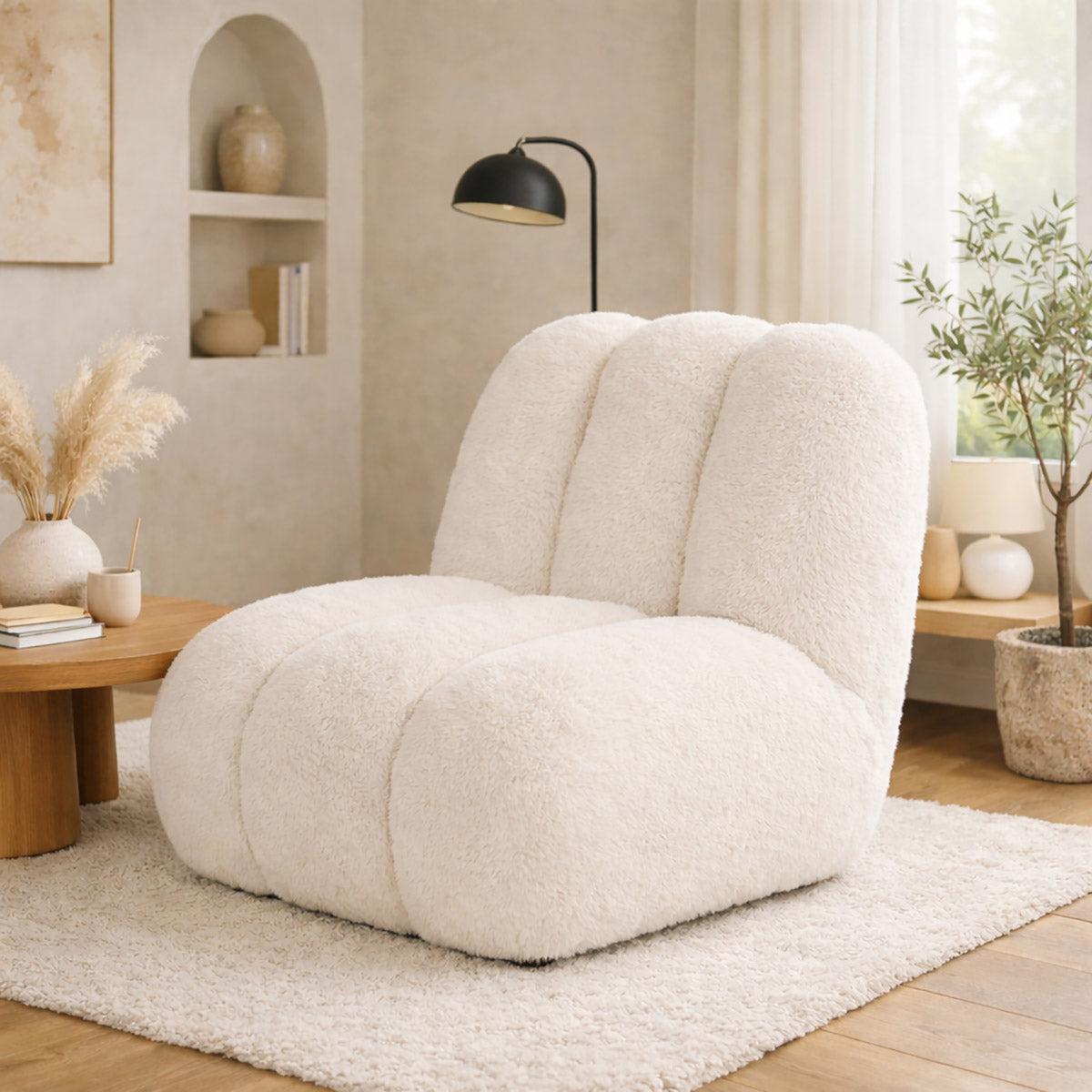 Sessel Amaris creme flauschig 87 x 73 x 74 cm