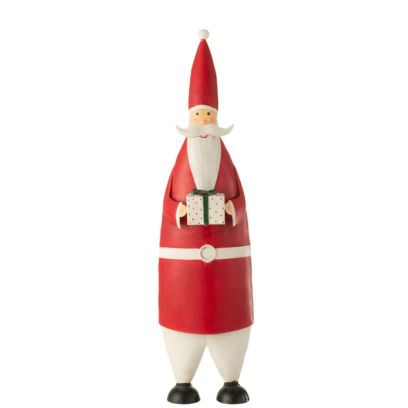 Grote metalen kerstmanfiguur met cadeau - 61 cm