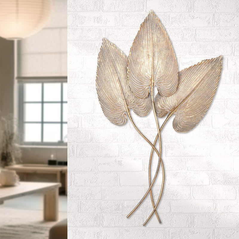 Wandrelief Metall Gold Golden Leaves Harmony 92cm