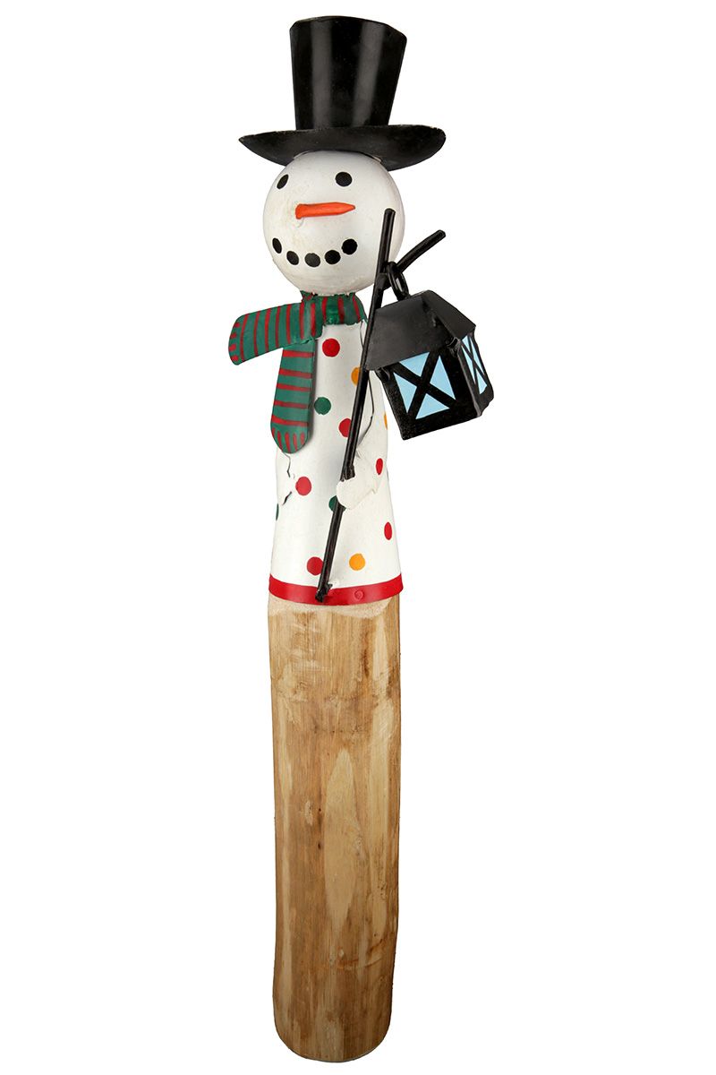 Set of 3 XL wooden snowman 'Egon' - a colorful winter wonder!