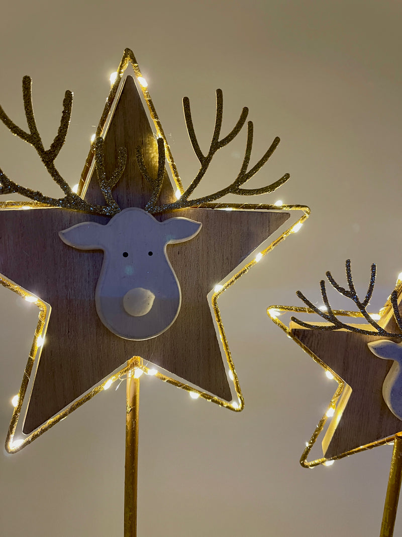 Aufsteller Rentierkopf LED zwei Größen Weihnachtsdekoration Hirsch Elch