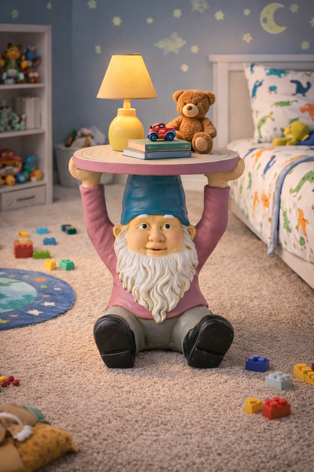 Beistelltisch Helmuth Zwergform Magnesia Handbemalt Grau Lila