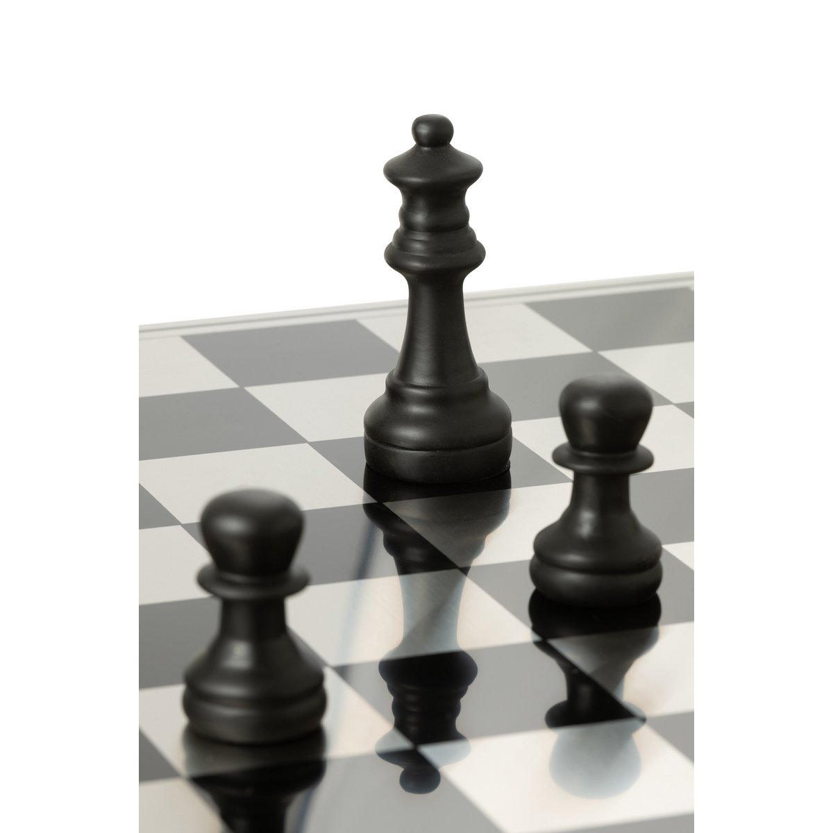 Schachset Polyresin Gold Schwarz Deko Luxus Schachbrett 61cm