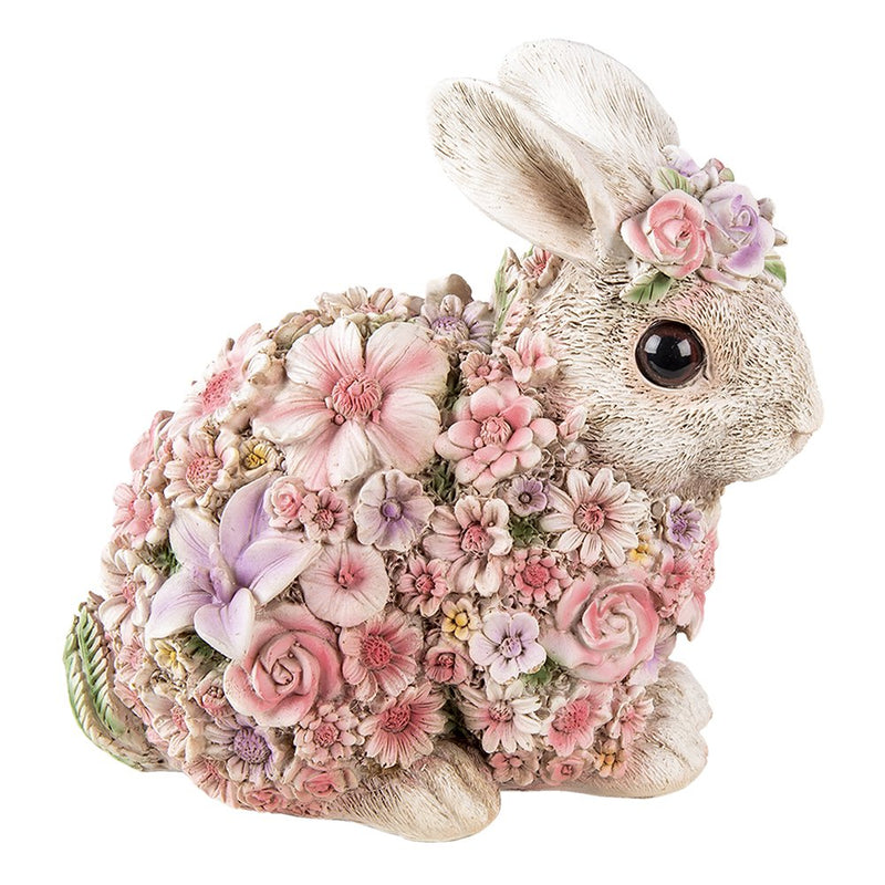 Decoratief Beeld Konijn Wit, Roze 19x12x18 cm